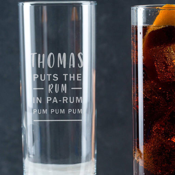 dust and things Personalised Christmas Rum Highball Glass For Him