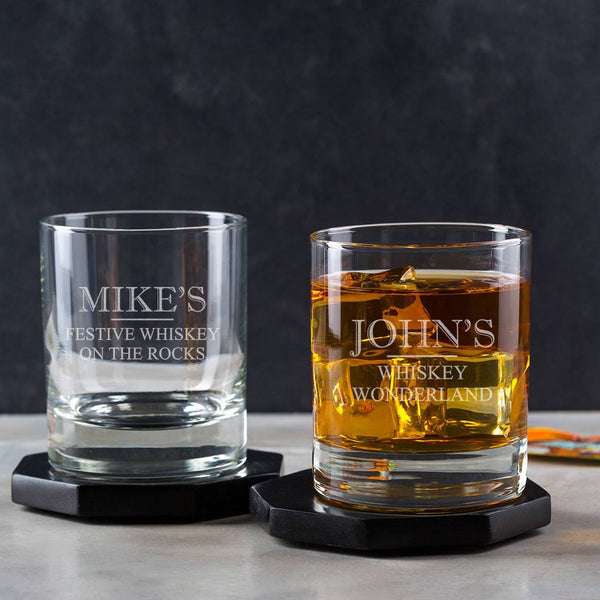 dust and things Personalised Christmas Whisky Tumbler Glass For Him