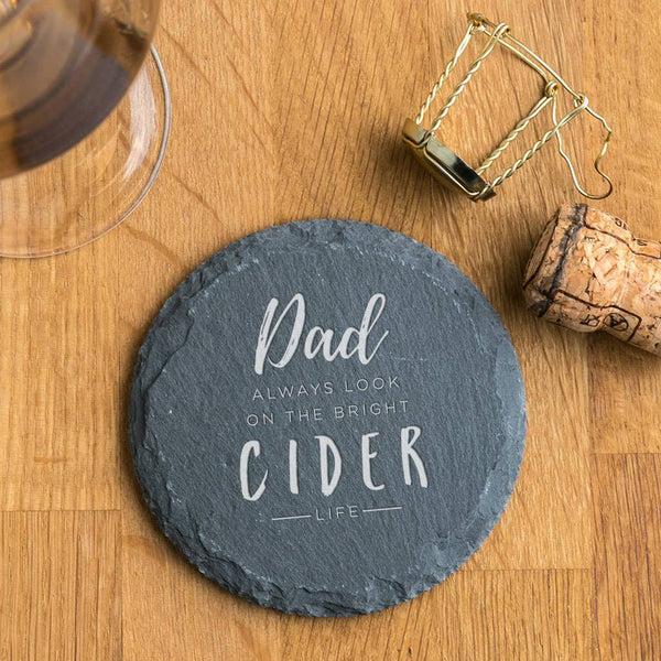 Dust And Things Personalised Coaster 'Bright Cider Life' Natural Slate