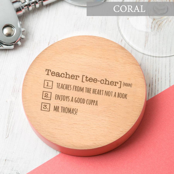 Dust And Things Personalised Coloured Edge 'Thank You' Teacher Coaster