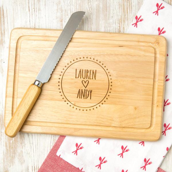 dust and things Personalised Couple's Engraved Chopping Board