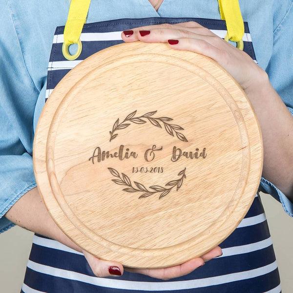 dust and things Personalised Couple's Round Serving Board