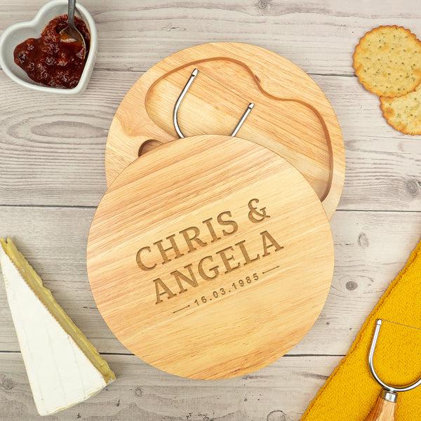 Dust And Things Personalised Couples Cheese Board Set - Wedding Gift For Couples
