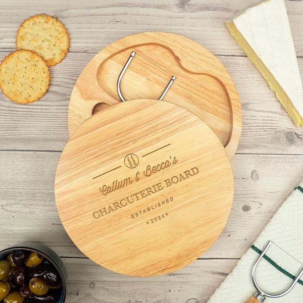 Dust And Things Personalised Couples Cheeseboard Set - Anniversary Gift For Couples