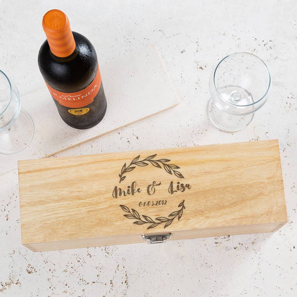 dust and things Personalised Couples Name And Date Wine Box