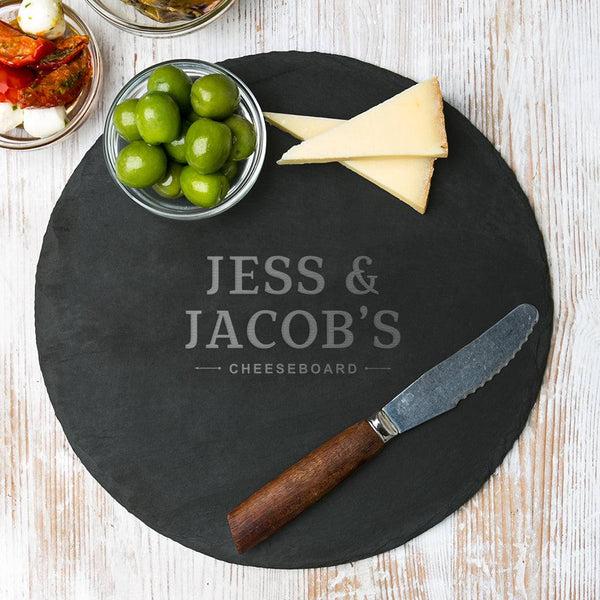 dust and things Personalised Couples Round Slate Board