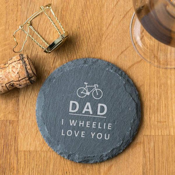 dust and things Personalised Cycling Pun Natural Slate Coaster