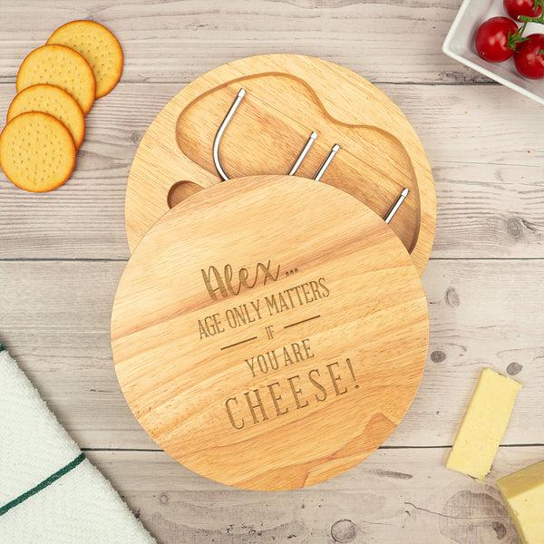 Dust And Things Personalised Dad's 'Age Only Matters' Cheese Board Set