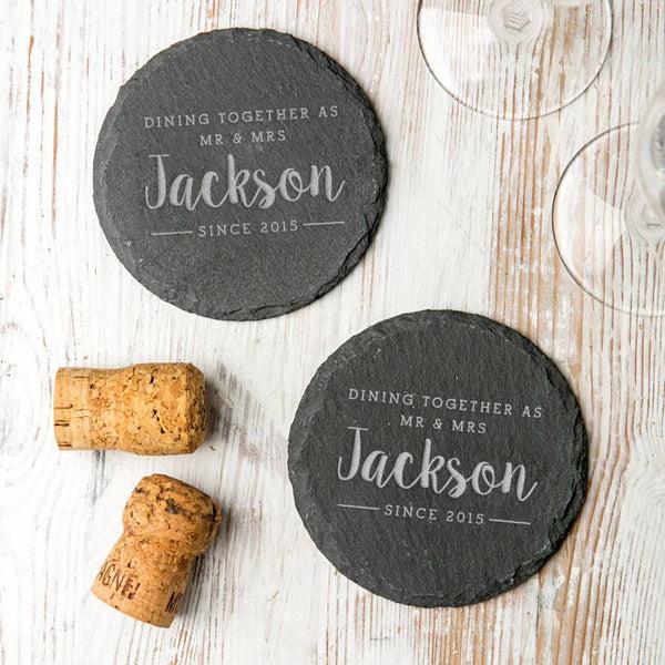 Dust And Things Personalised 'Eating Together' Round Slate Board