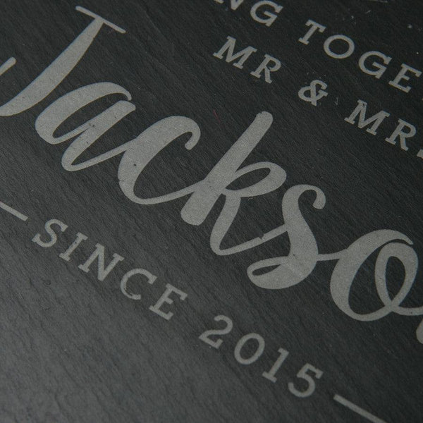 Dust And Things Personalised 'Eating Together' Round Slate Board