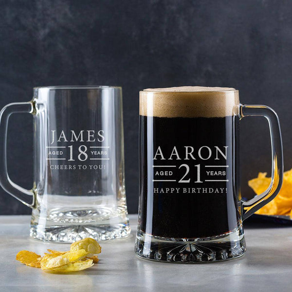 dust and things Personalised Engraved Pint Glass - Birthday Tankard