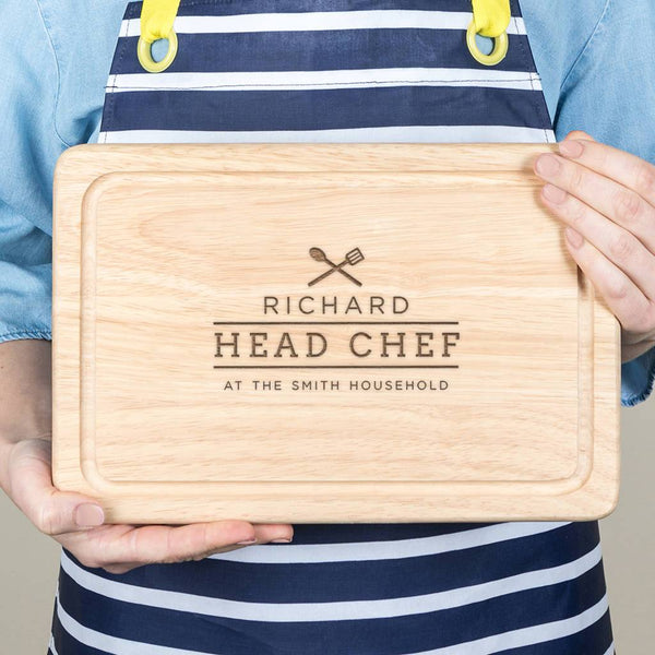 dust and things Personalised Family Chef Chopping Board For Him