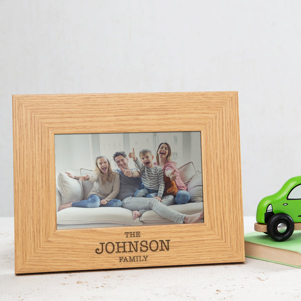dust and things Personalised Family Name Engraved Oak Picture Frame
