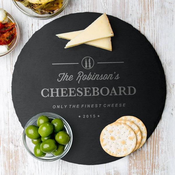 dust and things Personalised Family Round Slate Cheese Board