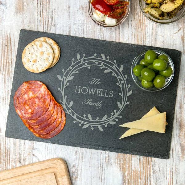 dust and things Personalised Family Wreath Slate Chopping Board
