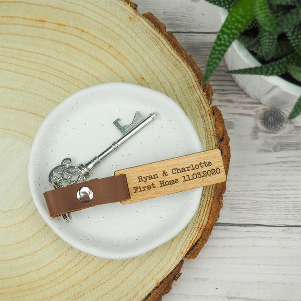 dust and things Personalised First Home Wooden Keyring