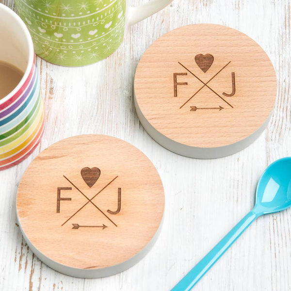 dust and things Personalised Follow Your Heart Couple's Coasters