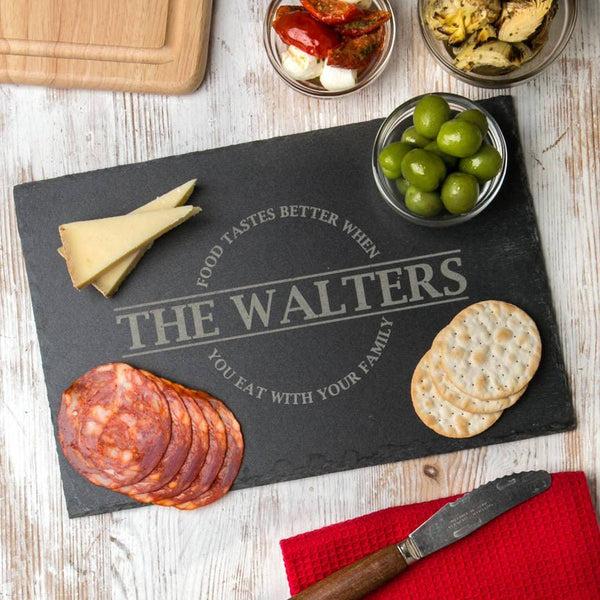 dust and things Personalised 'Food Tastes Better When…' Chopping Board