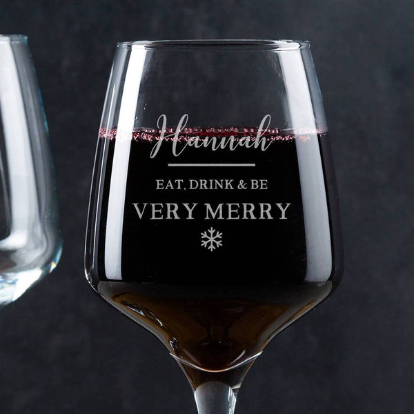 dust and things Personalised Funny Christmas Wine Glass For Her
