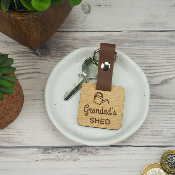 dust and things Personalised Garden Shed Keyring For Him