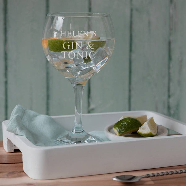 dust and things Personalised 'Gin and Tonic' Gin Glass