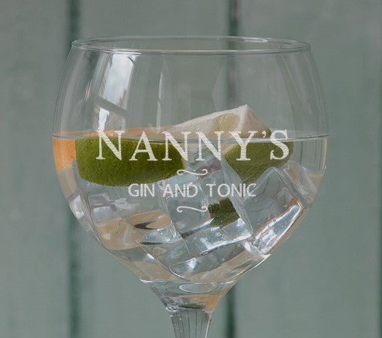 dust and things Personalised Gin and Tonic Glass Goblet - Birthday Gift for Nanny