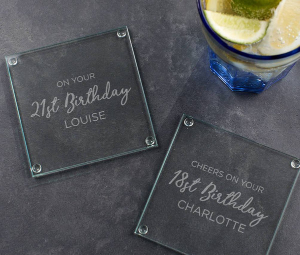 Dust And Things Personalised Glass Birthday Coaster