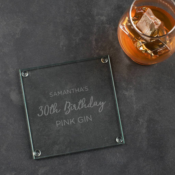 dust and things Personalised Glass Birthday Coaster dust and things Personalised Glass Birthday Coaster