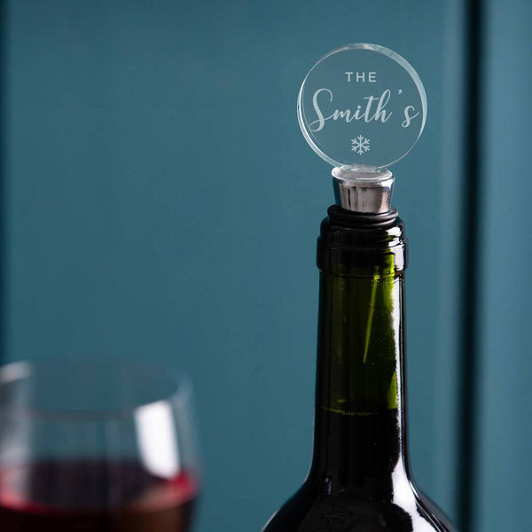 Dust And Things Personalised Glass Christmas Wine Bottle Stopper