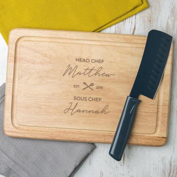 dust and things Personalised Head Chef / Sous Chef Board For Couples