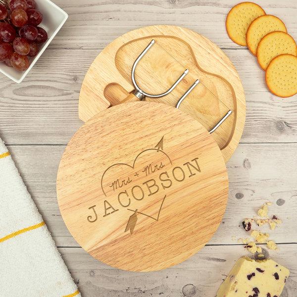 Dust And Things Personalised Heart And Arrow Cheese Board Set