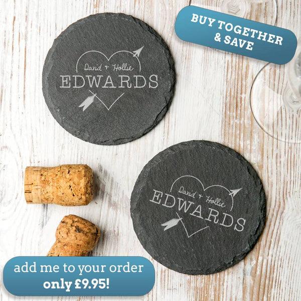 Dust And Things Personalised Heart And Arrow Round Slate Board