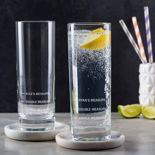 dust and things Personalised Highball Gin Glass - With Funny Fill Lines
