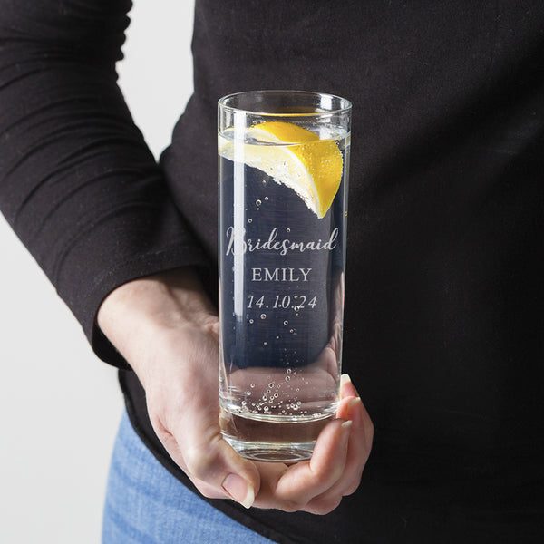 Dust And Things Personalised Highball Glass - Wedding Gift For Bridesmaids
