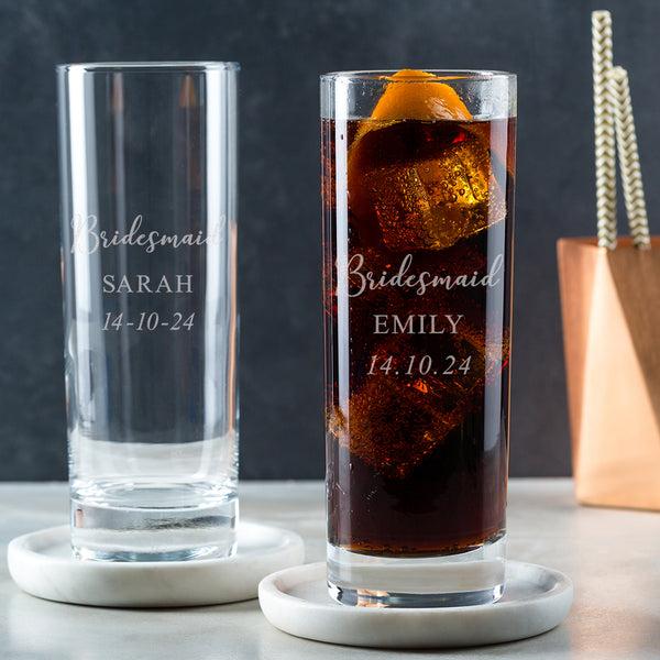 dust and things Personalised Highball Glass - Wedding Gift For Bridesmaids