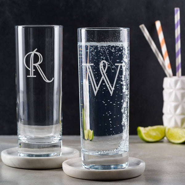 dust and things Personalised Highball Glass With Initial Engraved
