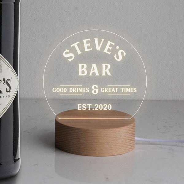 dust and things Personalised Home Bar Mini Desk Lamp for Him