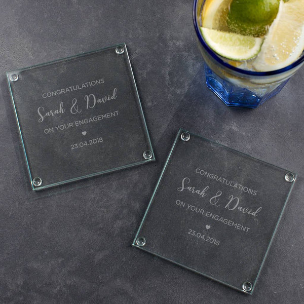 Dust And Things Personalised Housewarming Glass Coaster Set