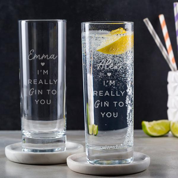 Dust And Things Personalised ‘I'm Really Gin To You’ Highball Glass - Valentines Day Gifts For Girlfriend