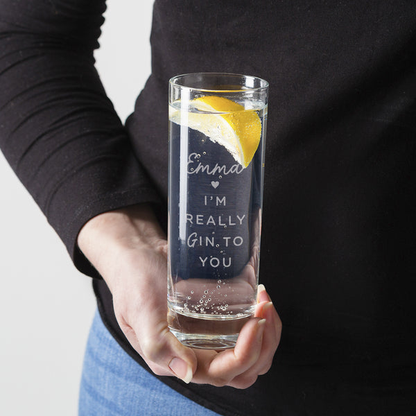 Dust And Things Personalised ‘I'm Really Gin To You’ Highball Glass - Valentines Day Gifts For Girlfriend