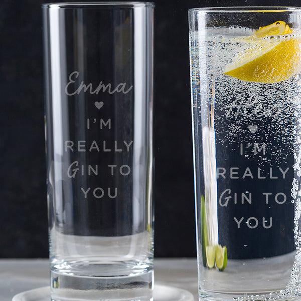 dust and things Personalised ‘I'm Really Gin To You’ Highball Glass - Valentines Day Gifts For Girlfriend