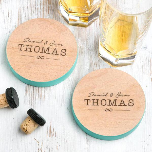 dust and things Personalised Images Wedding Coloured Coaster Set