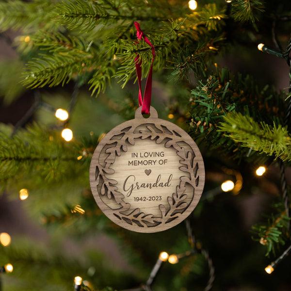 dust and things Personalised 'In Loving Memory' Wooden Christmas Bauble