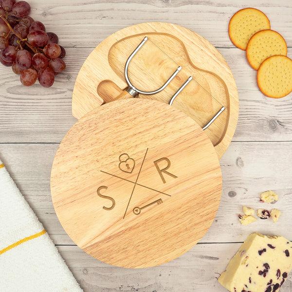 dust and things Personalised Key To My Heart Couple's Cheese Board Set