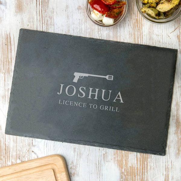 dust and things Personalised 'Licence To Grill' Mens Serving Board