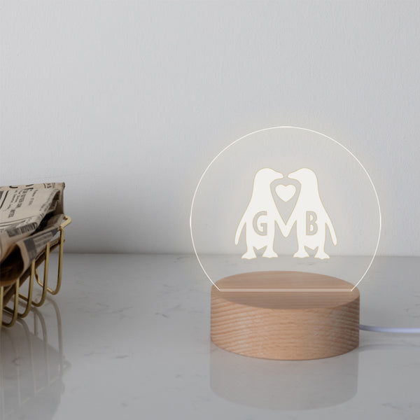 Dust And Things Personalised Mini Penguin Desk Lamp For Couples