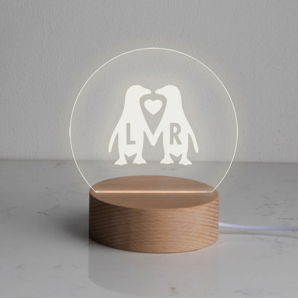 Dust And Things Personalised Mini Penguin Desk Lamp For Couples