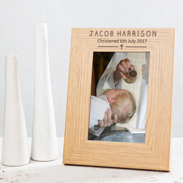 dust and things Personalised Modern Christening Photo Frame