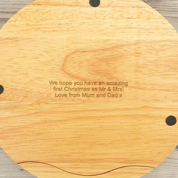 Dust And Things Personalised Mr And Mrs Christmas Cheese Board Set