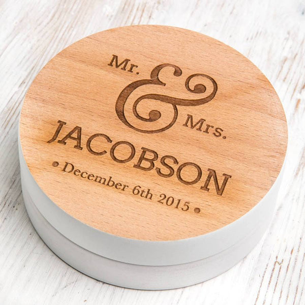 Dust And Things Personalised Mr And Mrs Coloured Edge Coasters